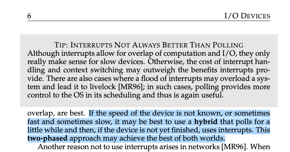OSTEP: Interrupts Not Always Better Than Polling